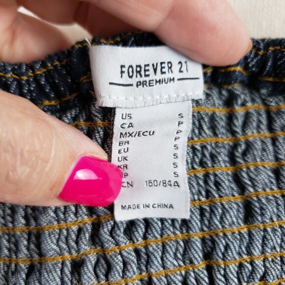 Embroidered Denim Halter Wrap Crop Top Western Cowgirl Rodeo Festival‎ Size S - Picture 7 of 9